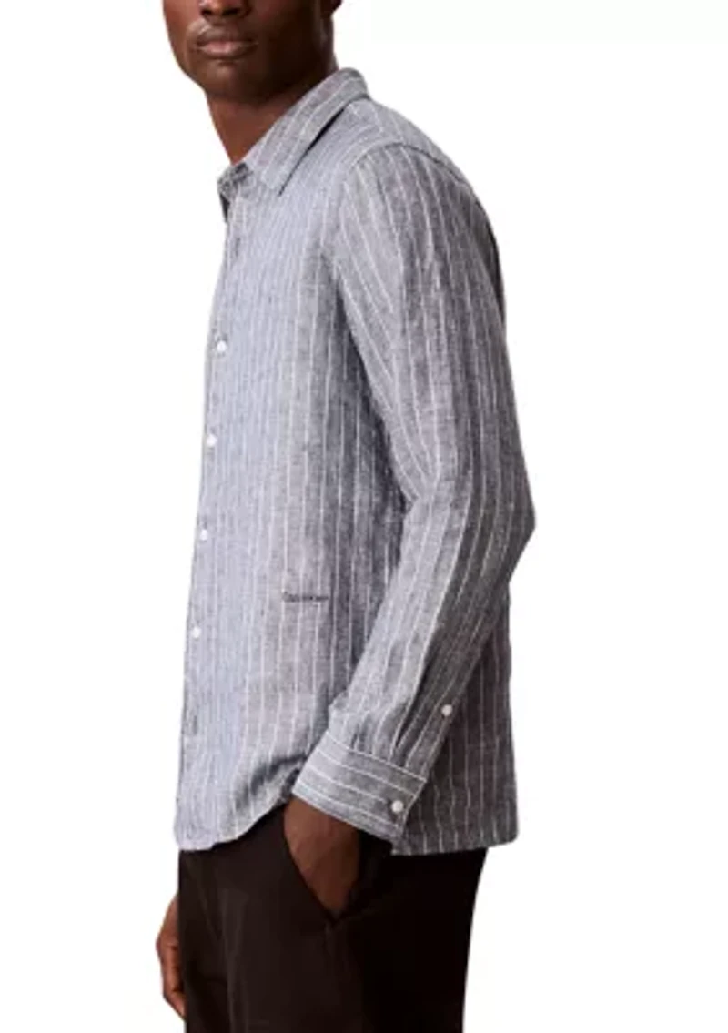 Men's Yarn-Dyed Pinstripe Linen Classic Shirt
