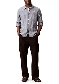 Men's Yarn-Dyed Pinstripe Linen Classic Shirt