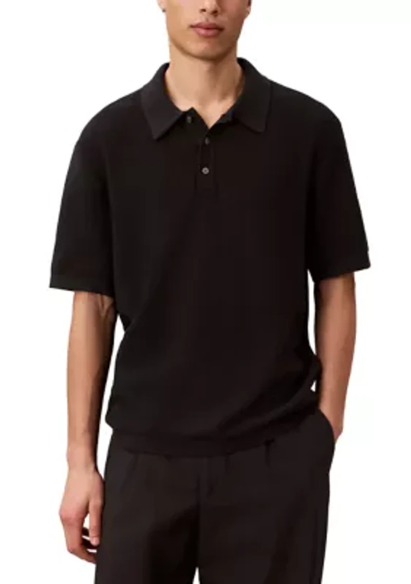 Men's Textured Polo Sweater