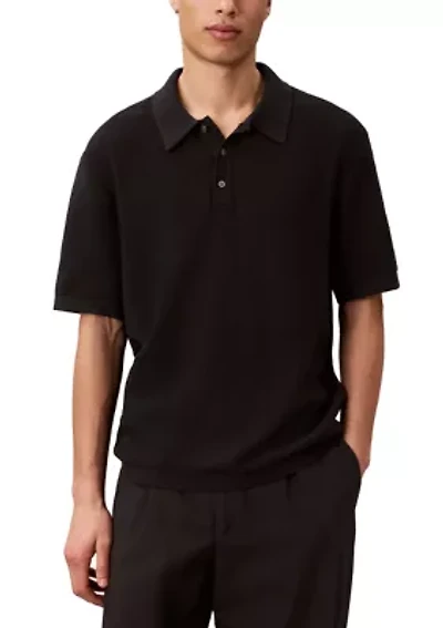 Men's Textured Polo Sweater