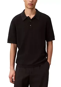 Men's Textured Polo Sweater