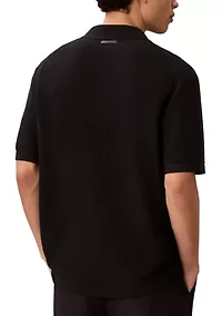 Men's Textured Polo Sweater