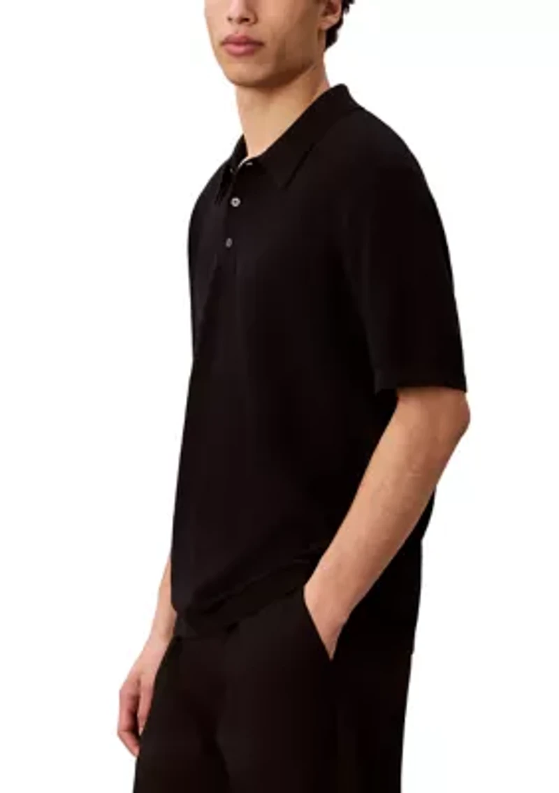 Men's Textured Polo Sweater