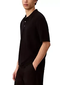 Men's Textured Polo Sweater