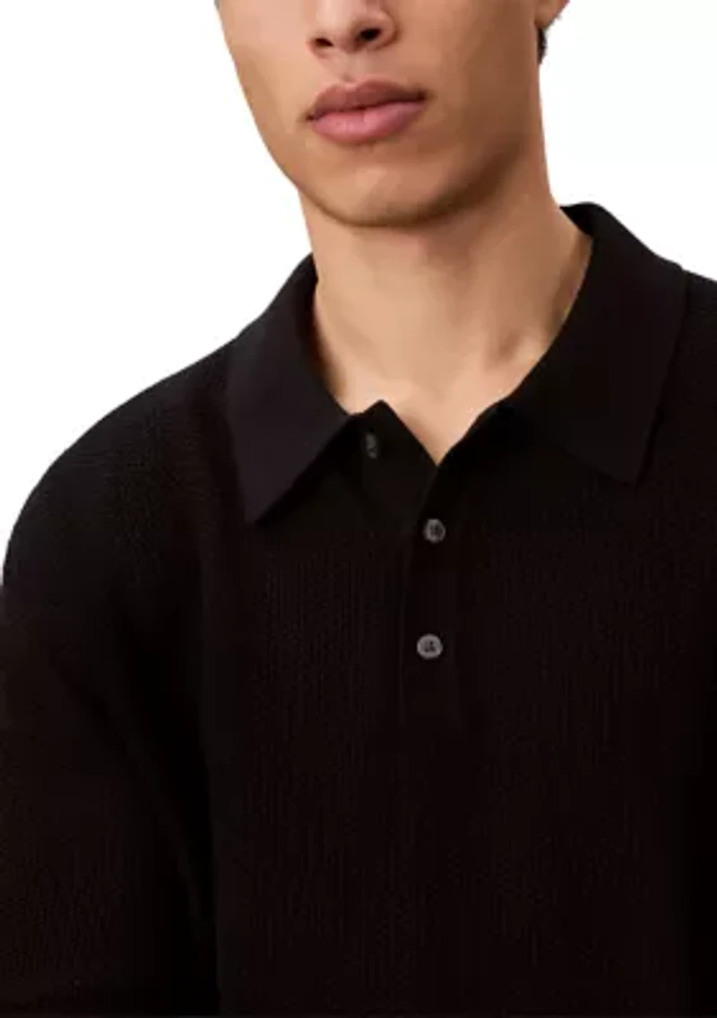Men's Textured Polo Sweater