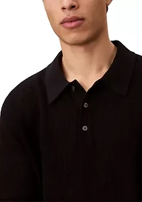 Men's Textured Polo Sweater