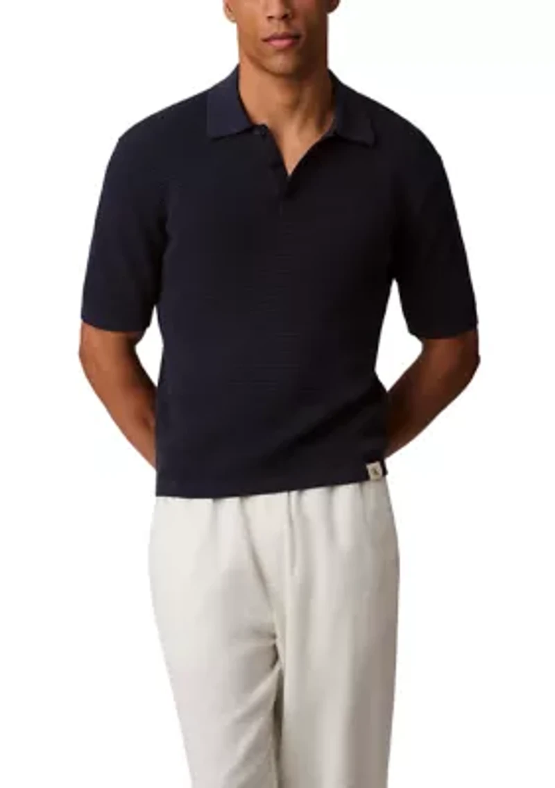 Men's Smooth Cotton Waffle Polo Shirt
