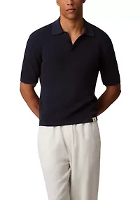 Men's Smooth Cotton Waffle Polo Shirt