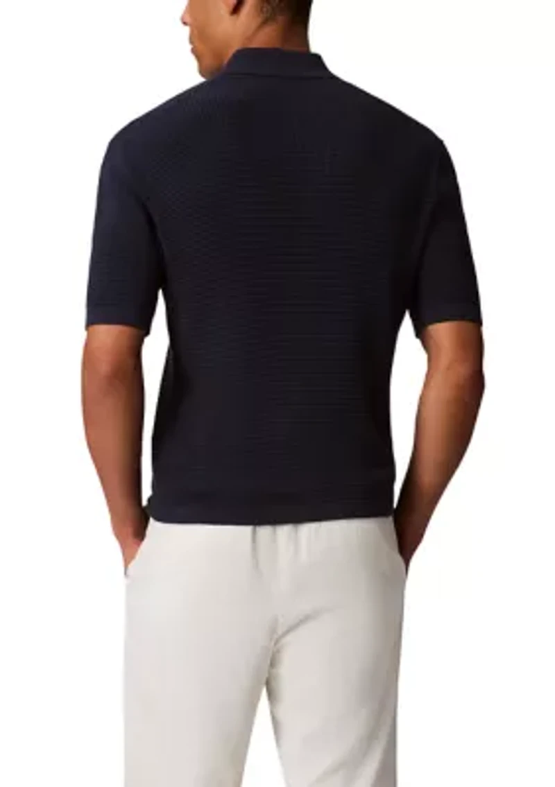 Men's Smooth Cotton Waffle Polo Shirt