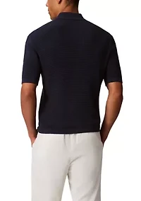 Men's Smooth Cotton Waffle Polo Shirt