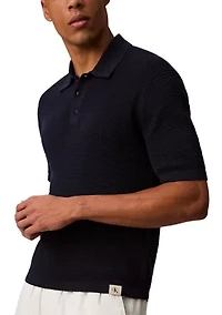 Men's Smooth Cotton Waffle Polo Shirt