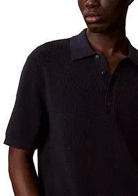 Men's Waffle Cotton Polo Sweater
