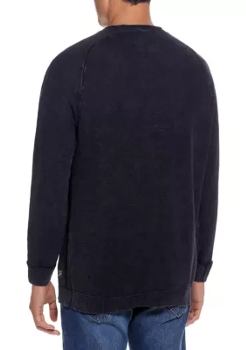 Textured Stone Wash Roll Neck Sweater