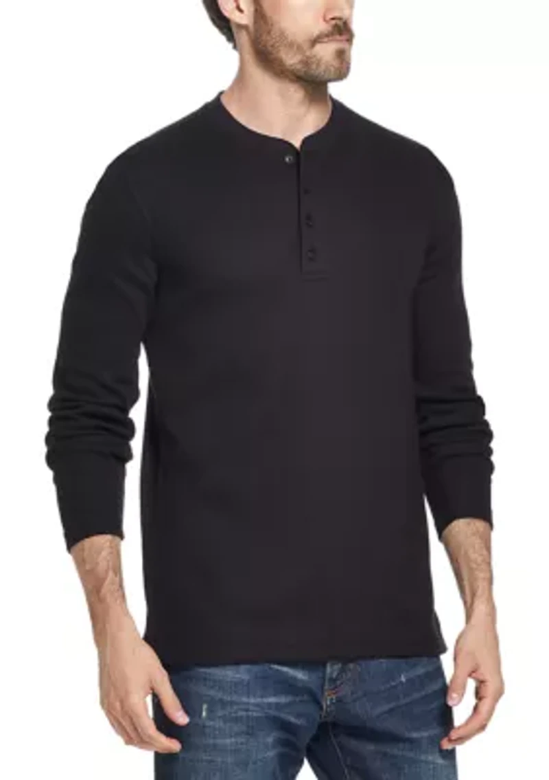 Men's Long Sleeved Waffle Henley T-Shirt