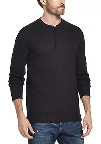 Men's Long Sleeved Waffle Henley T-Shirt
