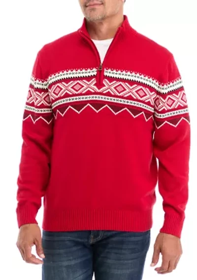 Holiday Nordic Quarter Zip Sweater