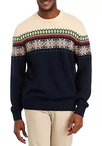 Men's Holiday Snowflake Crew Neck Sweater