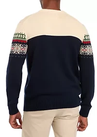 Men's Holiday Snowflake Crew Neck Sweater