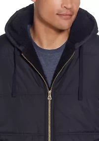 Sherpa Lined Hooded Puffer Vest