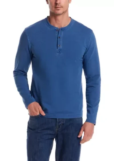 Men's Long Sleeve Indigo Henley Shirt