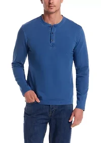 Men's Long Sleeve Indigo Henley Shirt