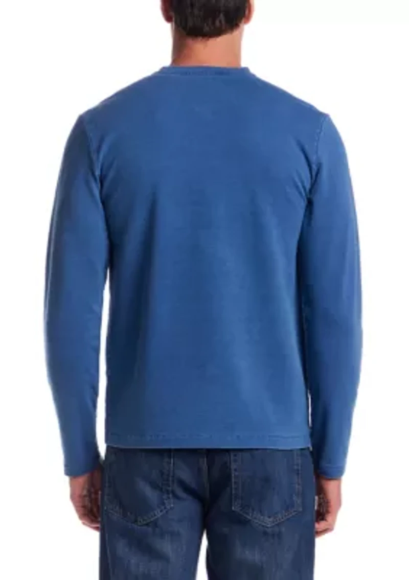 Men's Long Sleeve Indigo Henley Shirt
