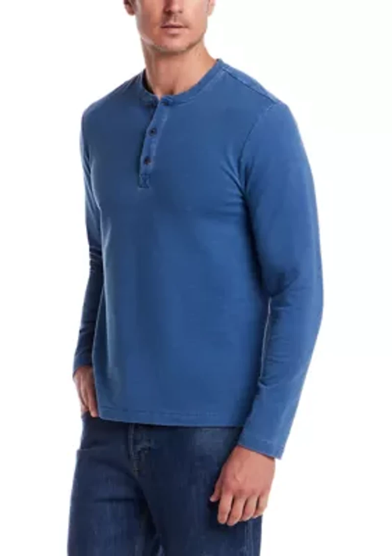 Men's Long Sleeve Indigo Henley Shirt