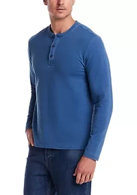Men's Long Sleeve Indigo Henley Shirt