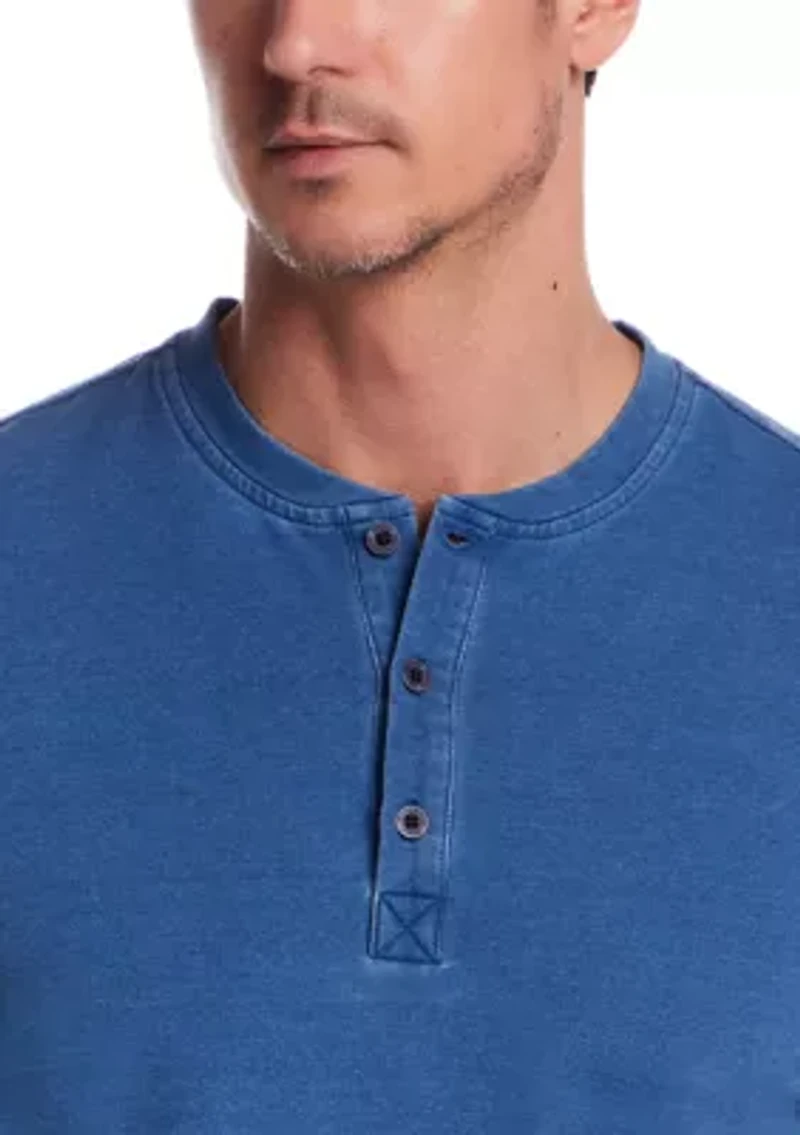 Men's Long Sleeve Indigo Henley Shirt