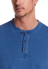 Men's Long Sleeve Indigo Henley Shirt