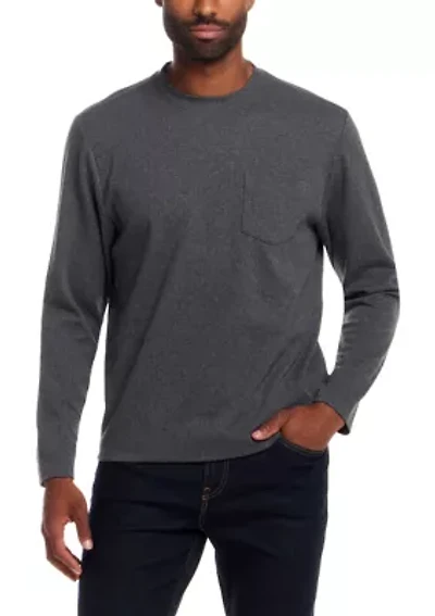 Men's Brushed Herringbone Crewneck with Chest Pocket