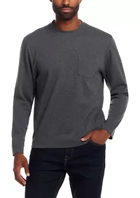 Men's Brushed Herringbone Crewneck with Chest Pocket