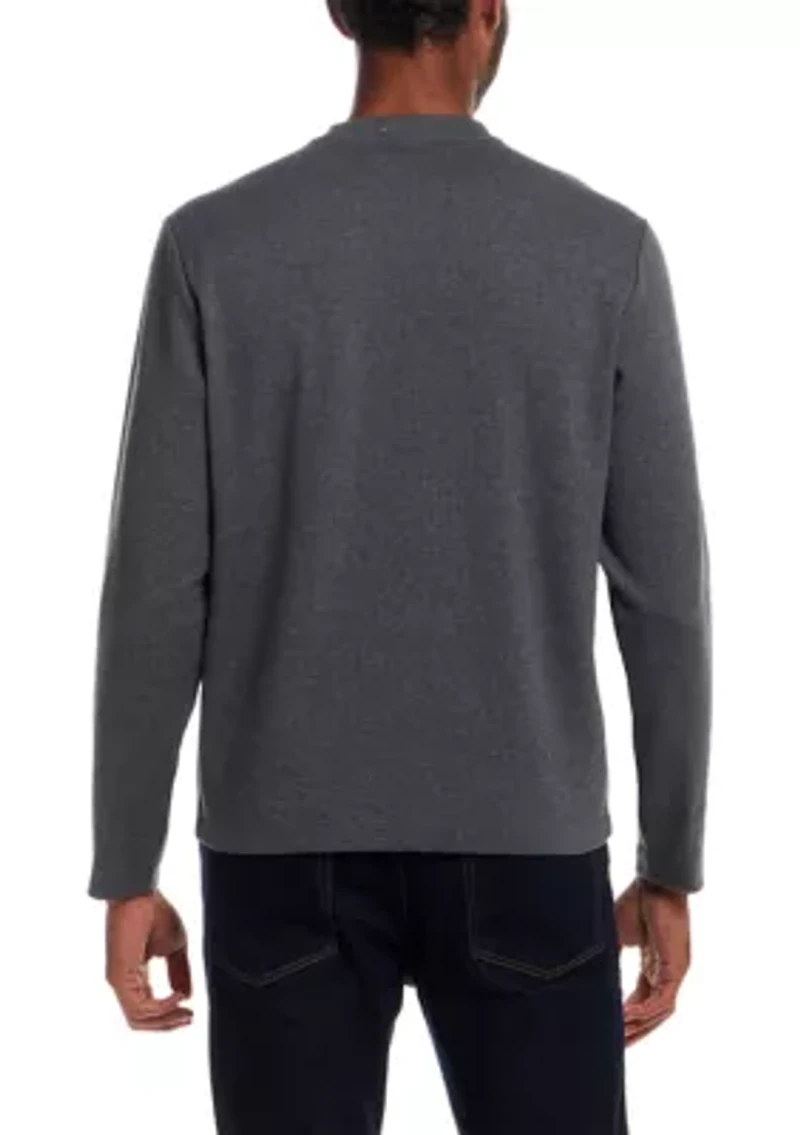 Men's Brushed Herringbone Crewneck with Chest Pocket