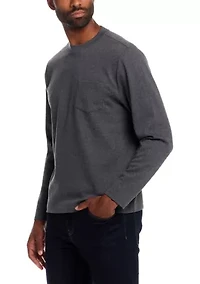 Men's Brushed Herringbone Crewneck with Chest Pocket