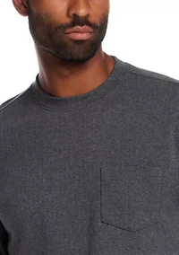 Men's Brushed Herringbone Crewneck with Chest Pocket