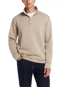 Men's Quarter Button Mock Neck Sweater