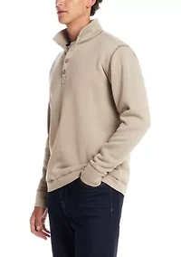 Men's Quarter Button Mock Neck Sweater