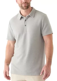 Men's Stretch Waffle Knit Polo Shirt