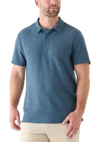 Men's Stretch Waffle Knit Polo Shirt