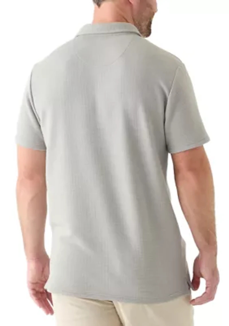 Men's Stretch Waffle Knit Polo Shirt