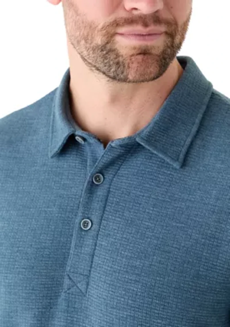 Men's Stretch Waffle Knit Polo Shirt
