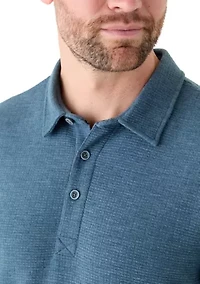 Men's Stretch Waffle Knit Polo Shirt