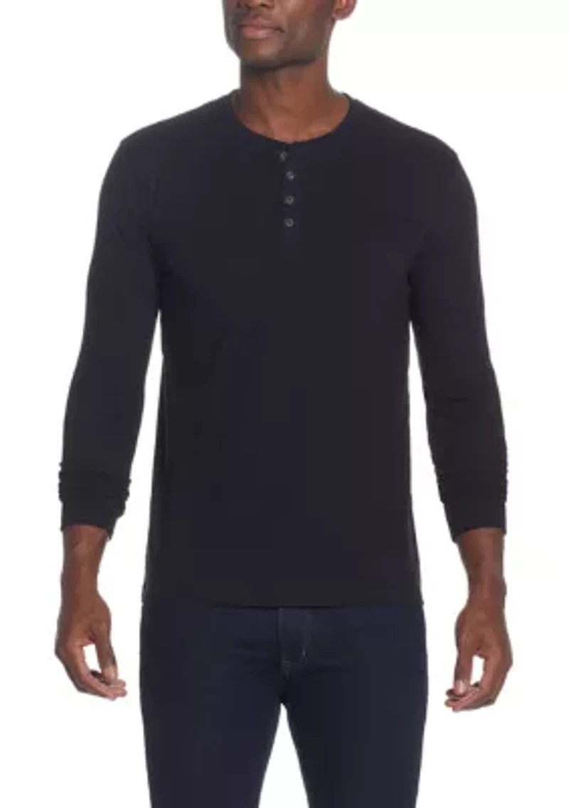 Men's Long Sleeve Sueded Jersey Henley Shirt