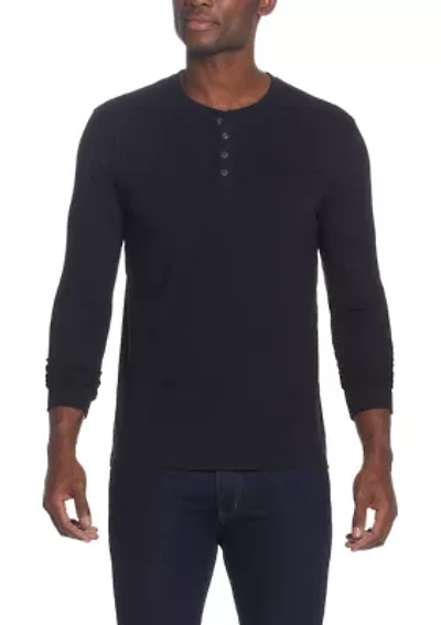 Men's Long Sleeve Sueded Jersey Henley Shirt