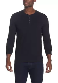 Men's Long Sleeve Sueded Jersey Henley Shirt