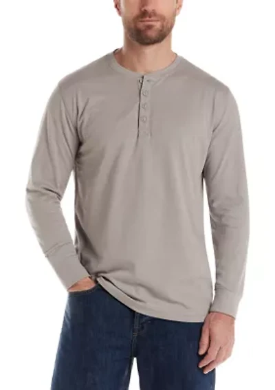 Men's Long Sleeve Sueded Jersey Henley Shirt