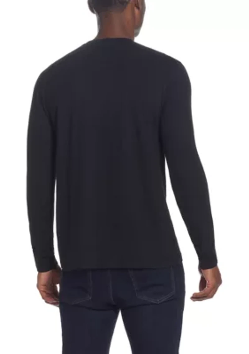 Men's Long Sleeve Sueded Jersey Henley Shirt