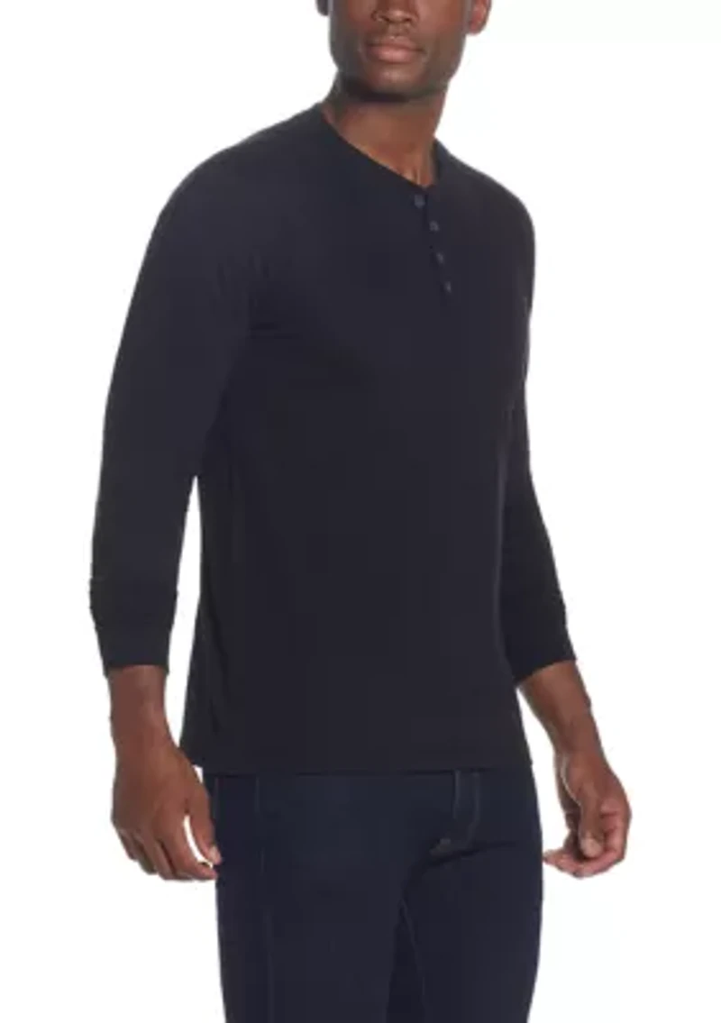 Men's Long Sleeve Sueded Jersey Henley Shirt