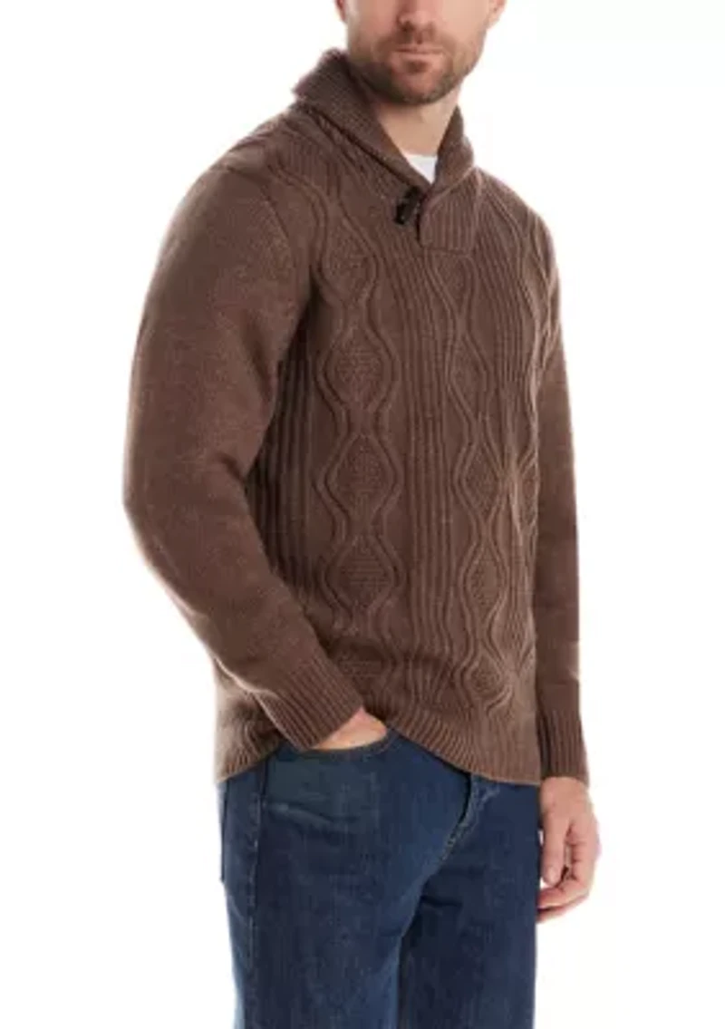Men's Cable Knit Fisherman Toggle Sweater