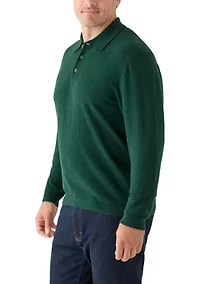 Men's Cashmere Cotton Long Sleeve Polo Shirt